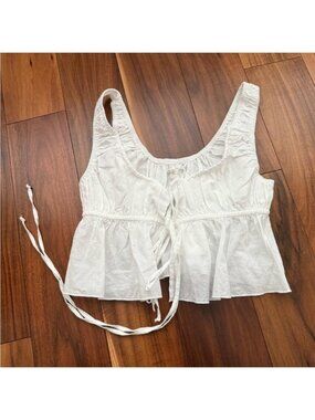 Kitteny White Tank Top Tie Front NWT Size Small